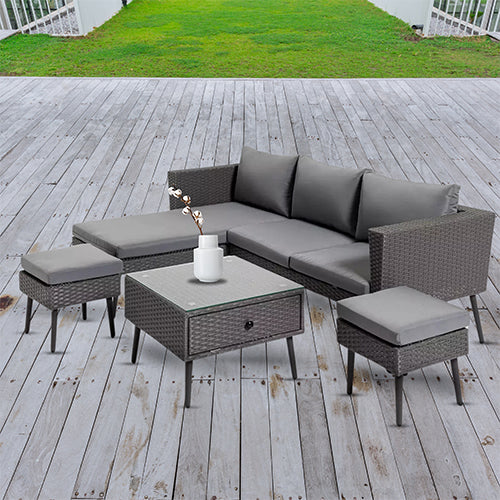 FURNIZY OUTDOOR SOFA SET 4 SEATER , 2 SINGLE SEAT AND 1 CENTER TABLE