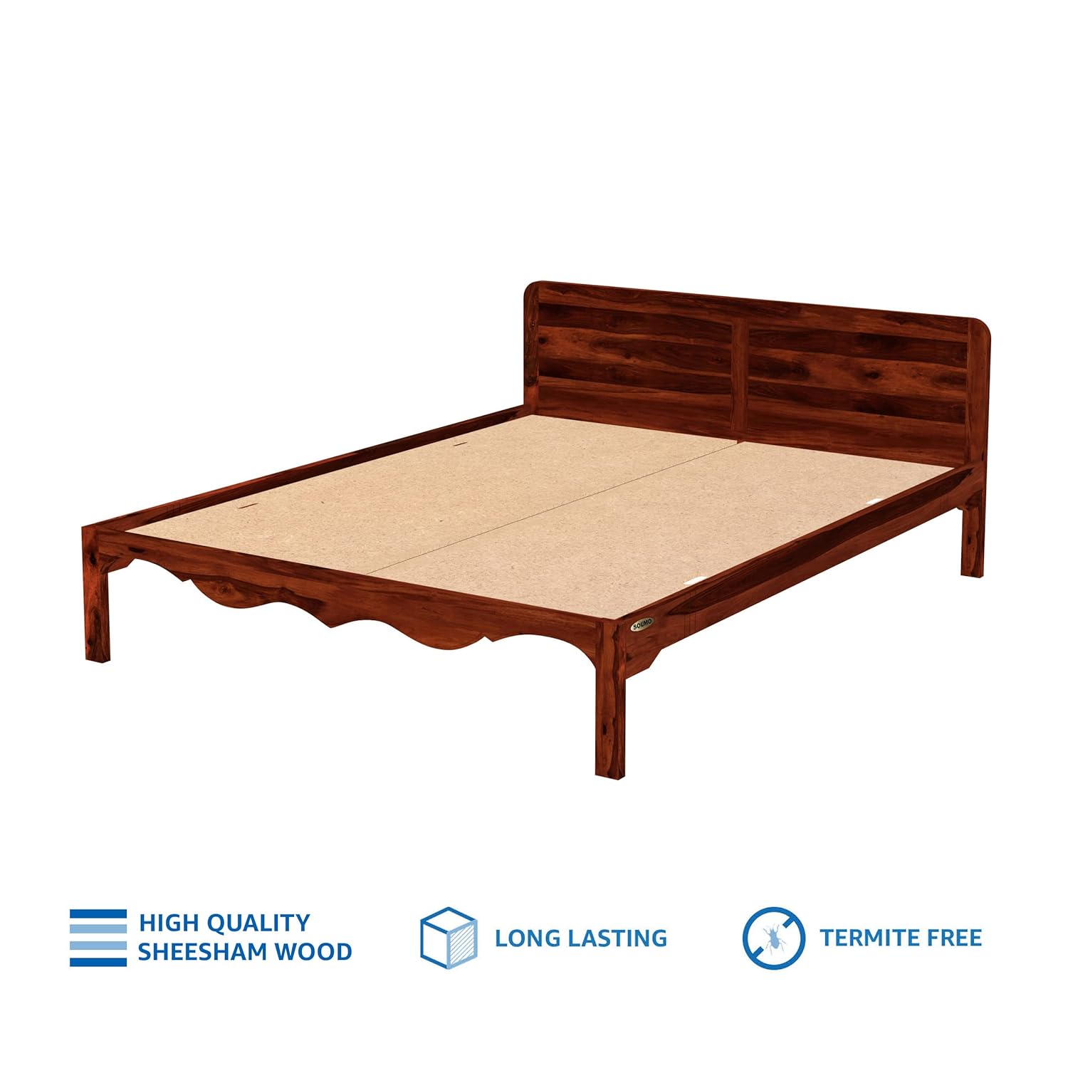 Mehraab Queen Size Solid Sheesham Wood Bed Without Storage
