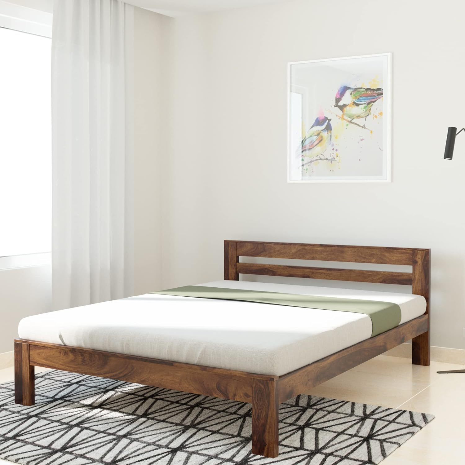 Cito Queen Size Solid Sheesham Wood Bed Without Storage