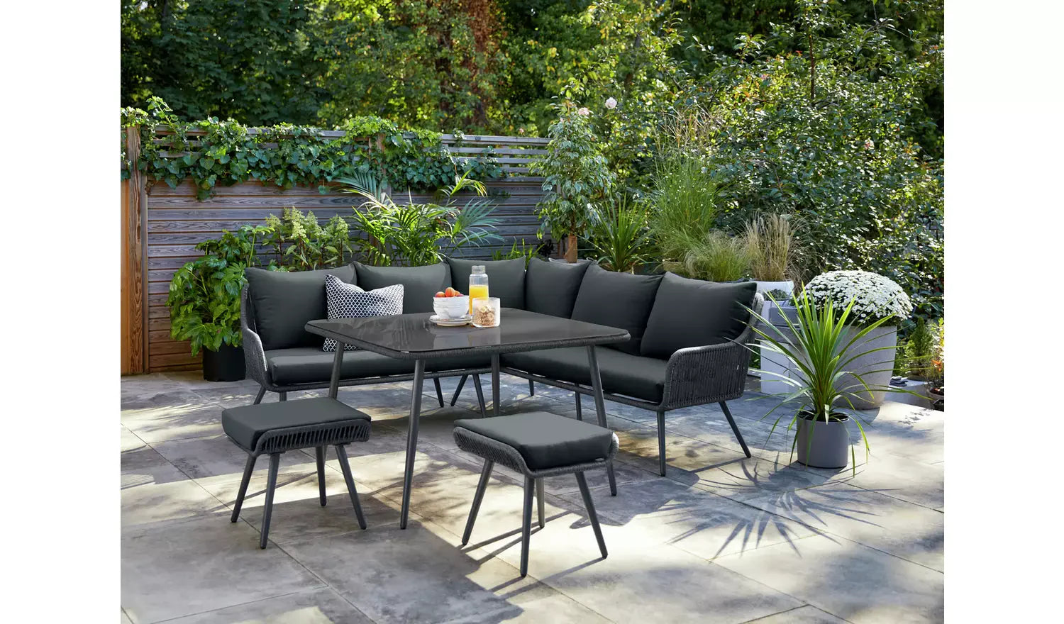 FURNIZY OUTDOOR SOFA SET 5 SEATER,2 OTTOMAN AND 1 CENTER TABLE