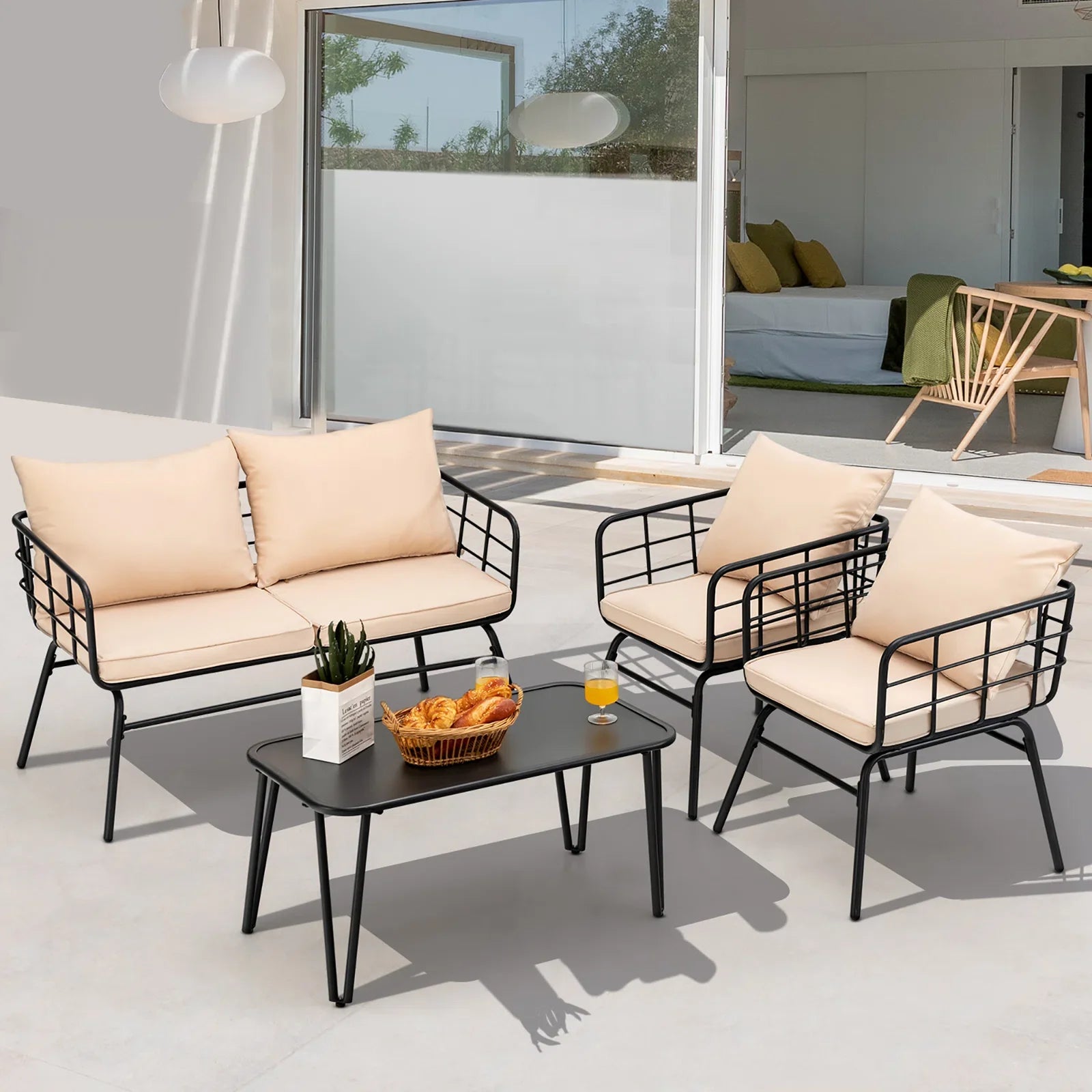 OUTDOOR SOFA SET 2 SEATER , 2 SINGLE SEATER AND 1 CENTER TABLE SET