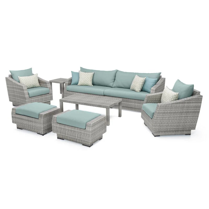 FURNIZY OUTDOOR SOFA SET 3 SEATER,2 SINGLE SEATER, 2 OTTOMAN, 1 SIDE TABLE AND 1 CENTER TABLE