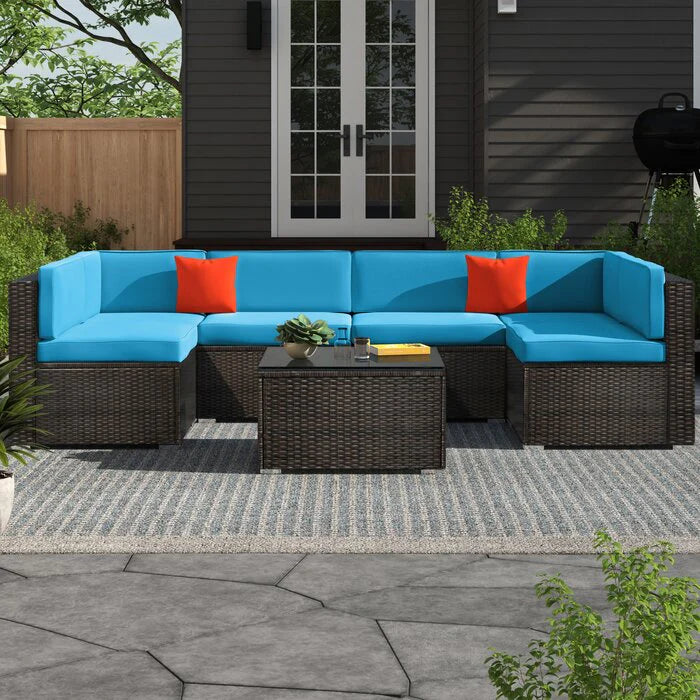 Outdoor Patio 6 Seater Sofa Set With 1 Center Table