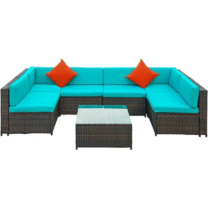 Outdoor Patio 6 Seater Sofa Set With 1 Center Table