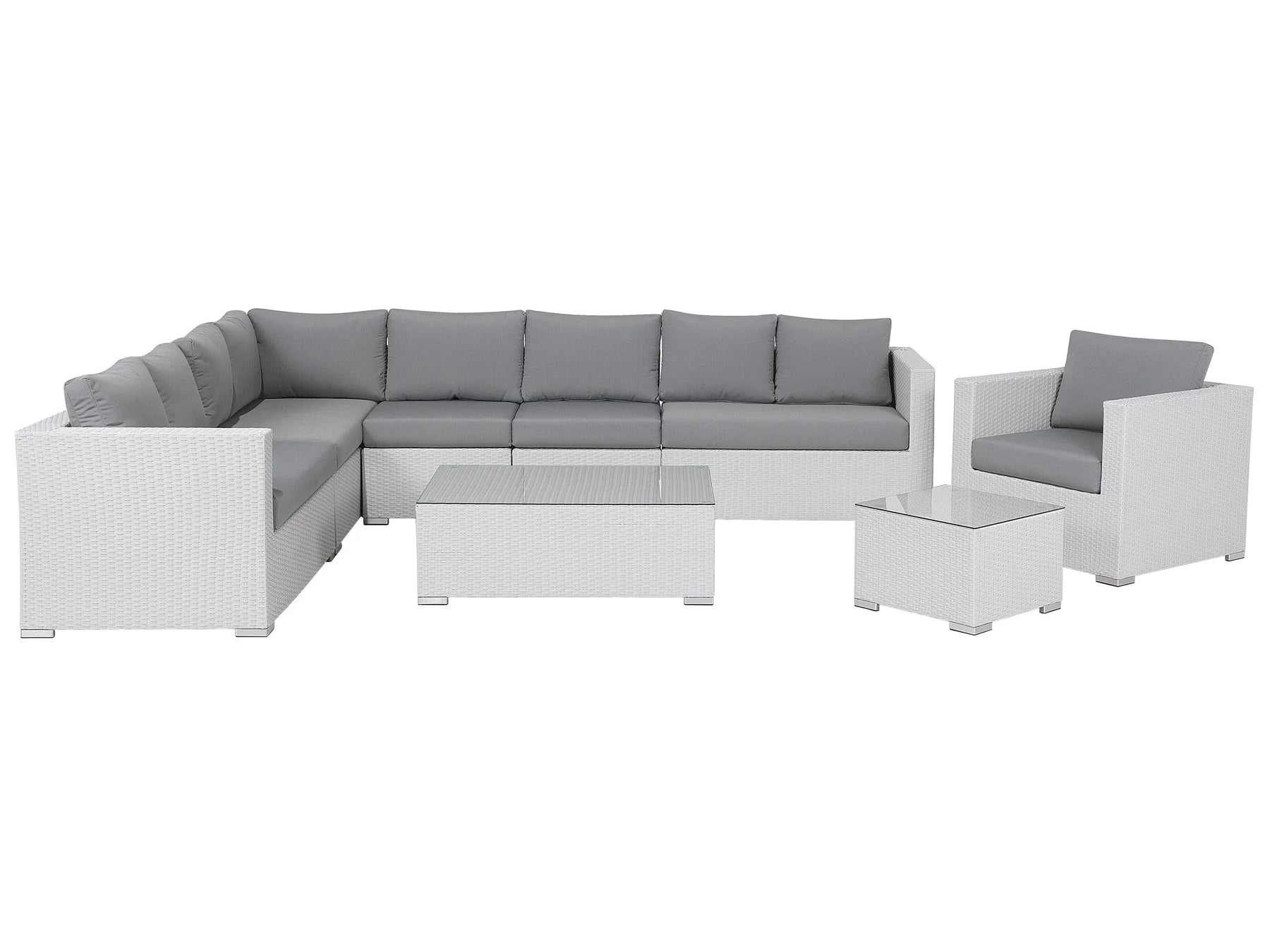 FURNIZY OUTDOOR SOFA SET 8 SEATER , SINGLE SEATER AND 2 CENTER TABLE SET