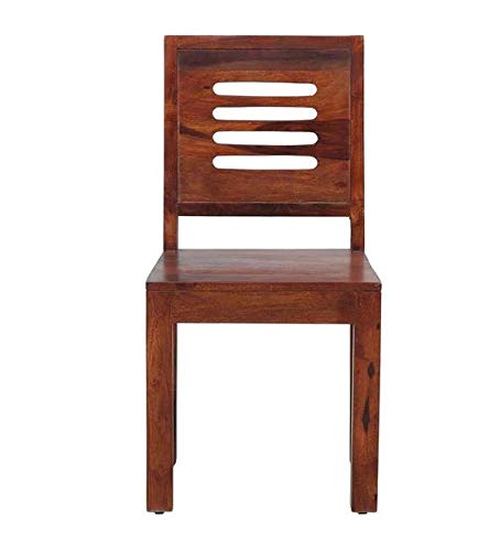 Sheesham Wood Belper Dining Chair Without Cushoin, Set of 2 Wooden Study Chair for Living Room Home Office (Walnut Finish)