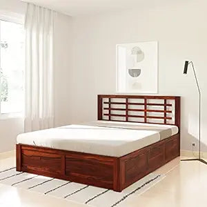 Meliora Queen Size Solid Sheesham Wood Bed with Box Storage