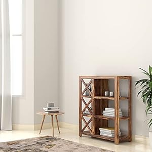 Salford Solid Sheesham Wood Bookshelf with 3 Shelves, Natural Finish