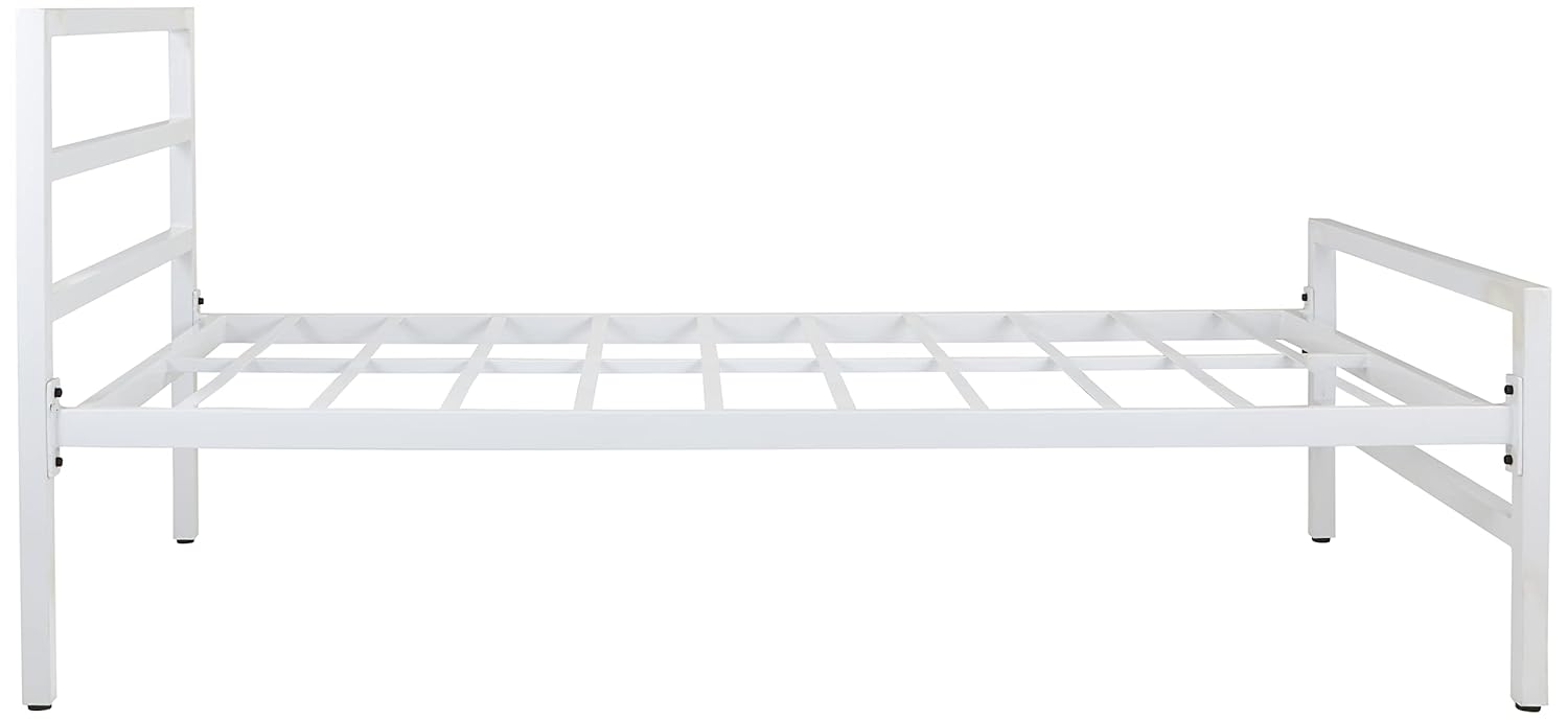 Neacon Single Size Iron Matte Finish Bed Without Storage (White)