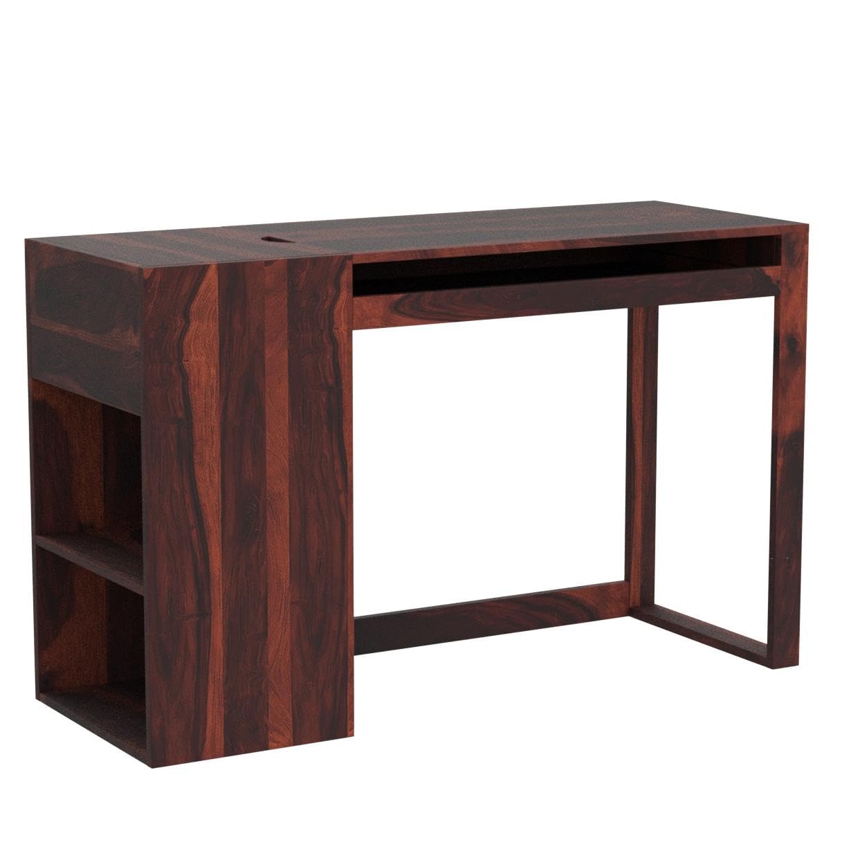 Solid Sheesham Wood Fabol Computer Table with Keyboard Drawer, 2 Shelves