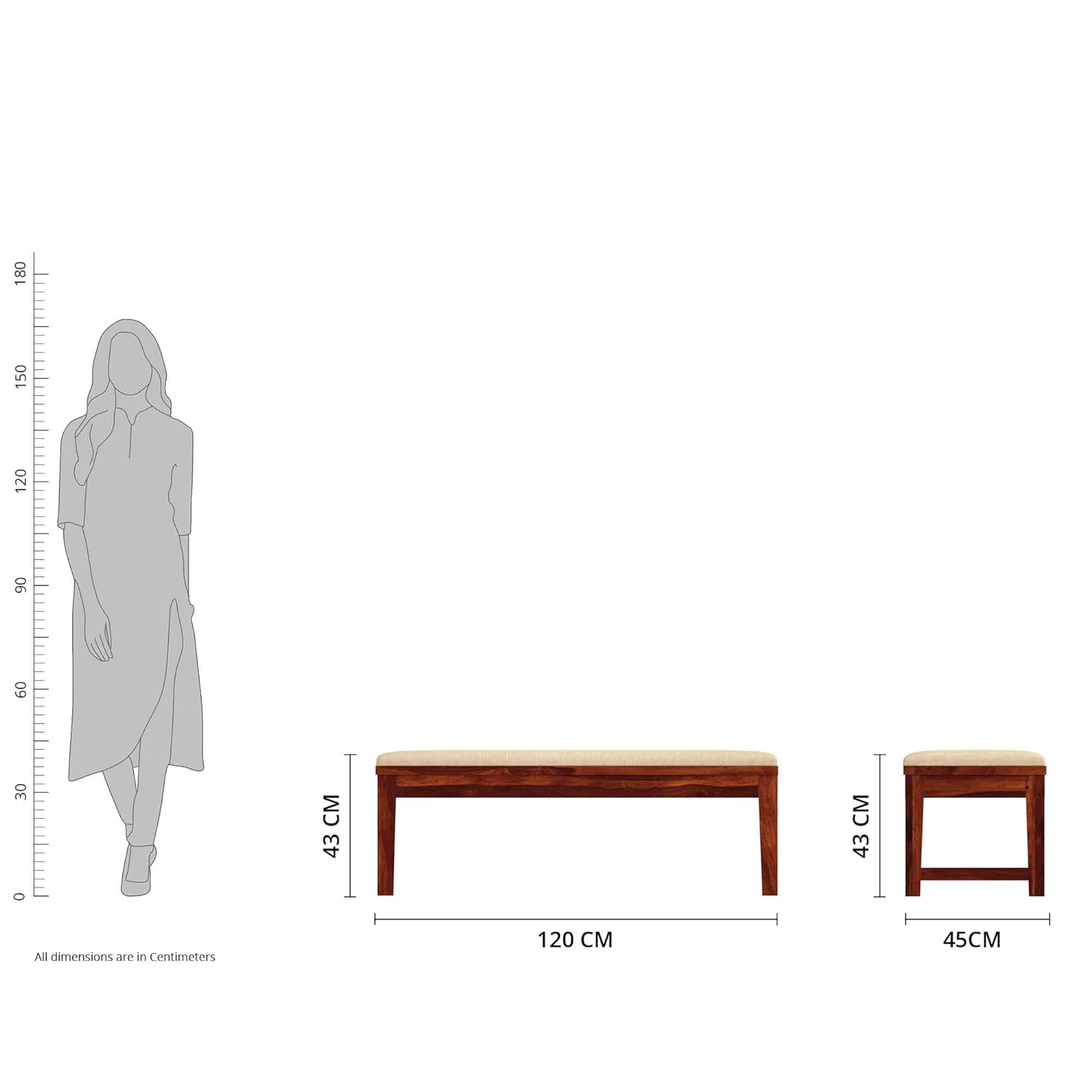 Kotili Six Seater Dining Table Set with 4 Cushioned Chairs and 1 Cushioned Bench