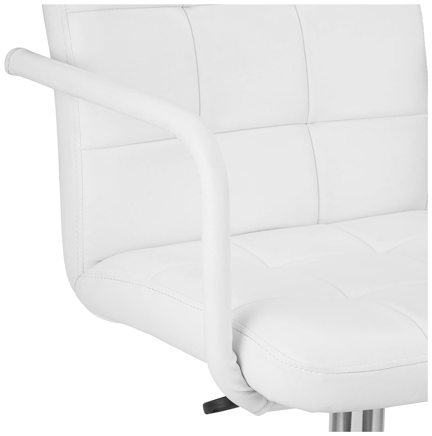 Cluver Adjustable Bar Stool (Iron, Leatherette, PU Foam & Plywood, White Colour, Chrome Finish)