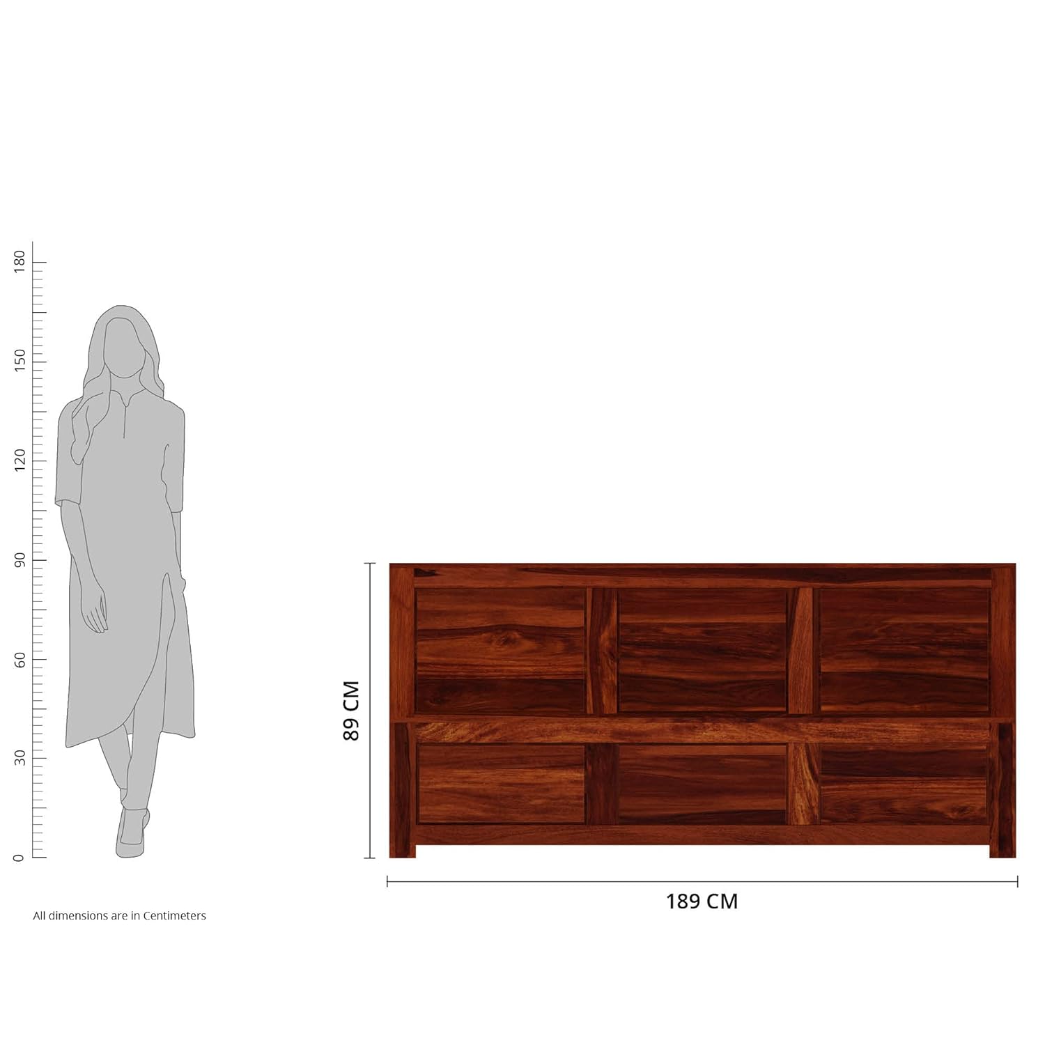 Solid Sheesham Wood King Bed with Storage