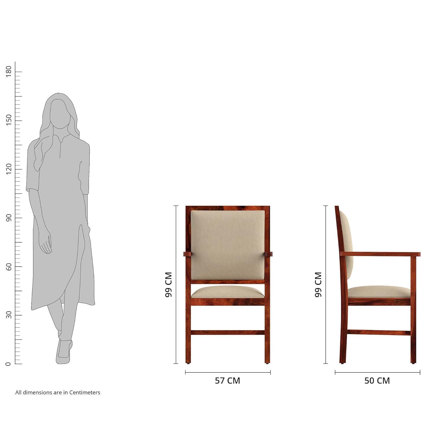 Alore Solid Sheesham Wood Arm Chairs with Cushion