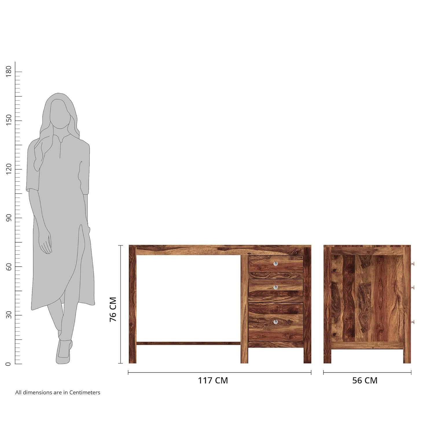 Apluz Solid Sheesham Wooden Computer Table With 3 Drawers