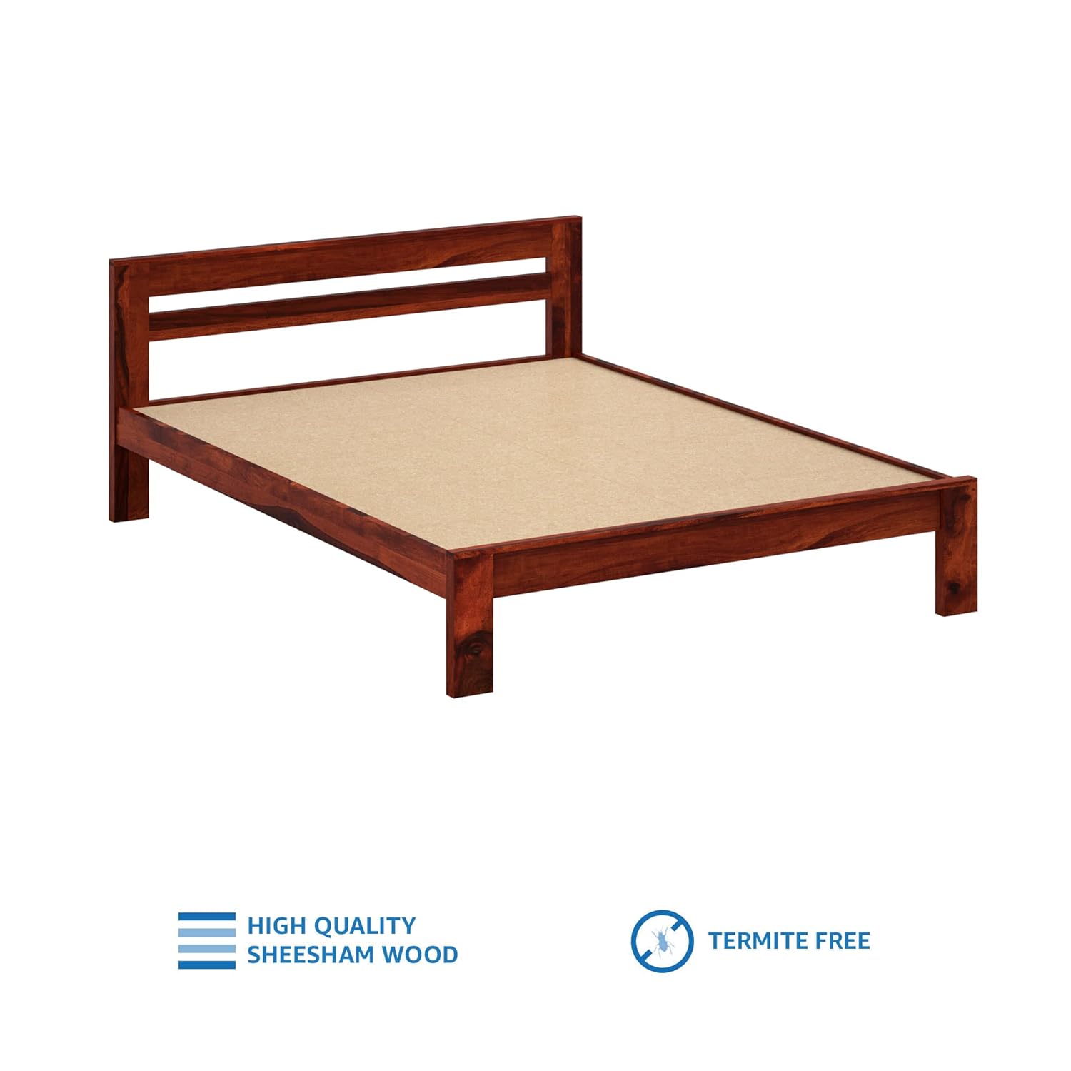 Cito Queen Size Solid Sheesham Wood Bed Without Storage