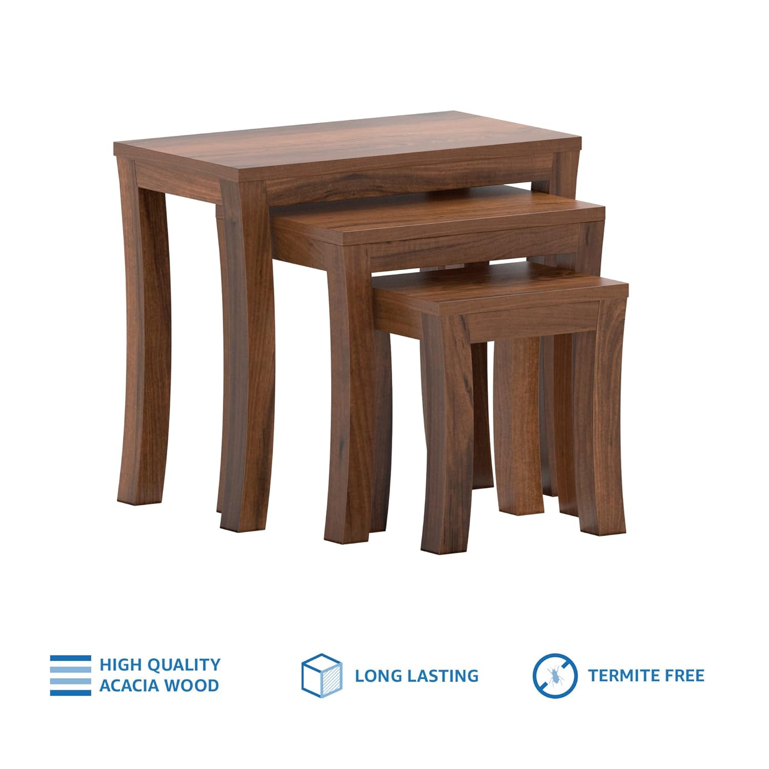 Sheesham Wood Adrea Nesting Tables Set of 3 Stools