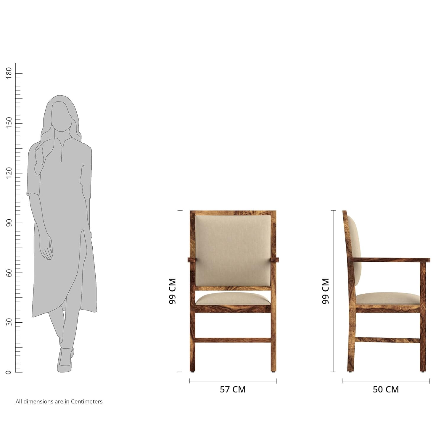 Alore Solid Sheesham Wood Arm Chairs with Cushion