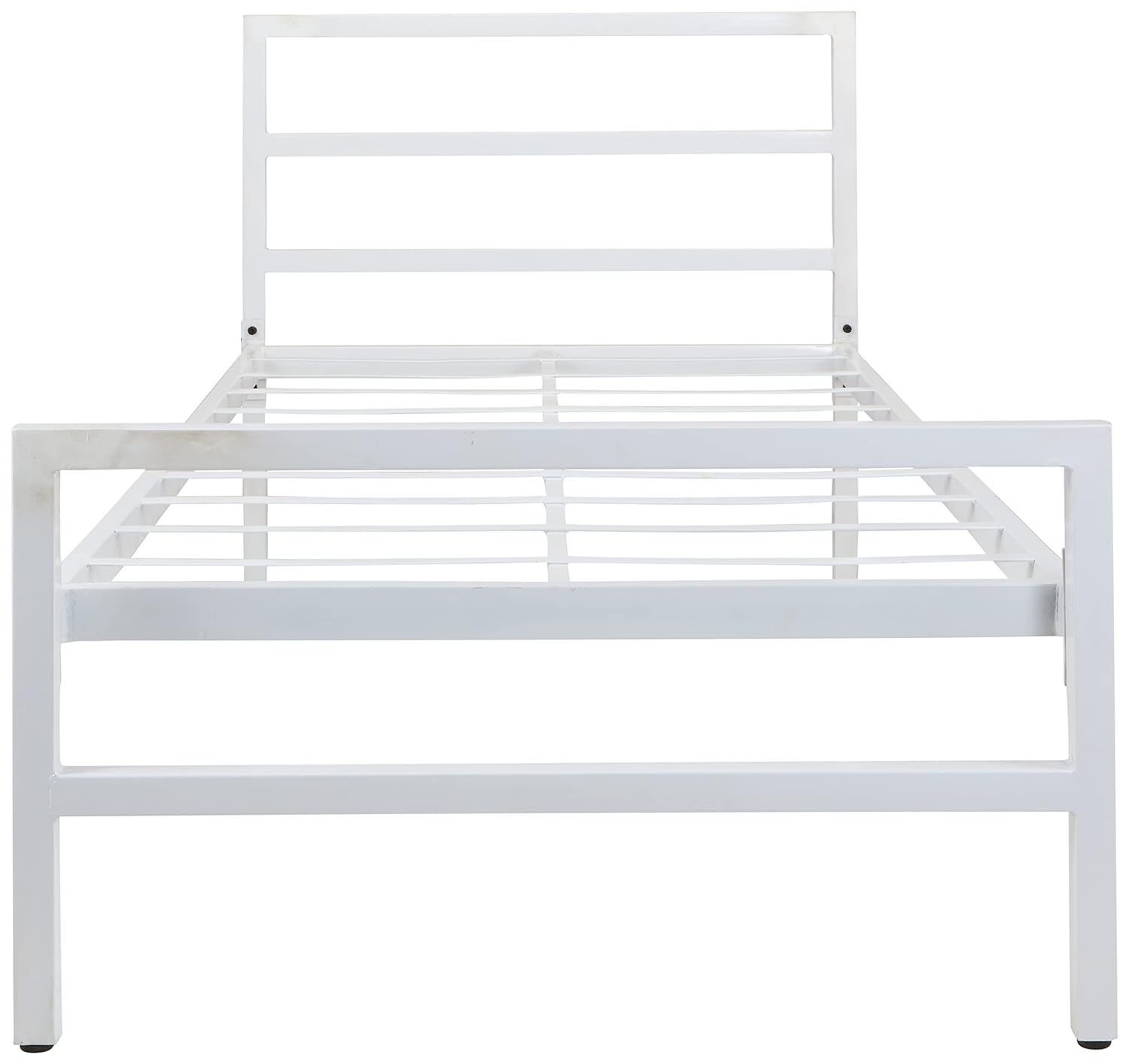 Neacon Single Size Iron Matte Finish Bed Without Storage (White)