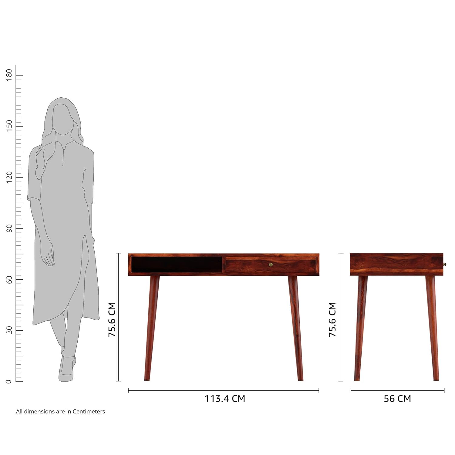 FURNIZY Ratoon Solid Sheesham Wood Desk