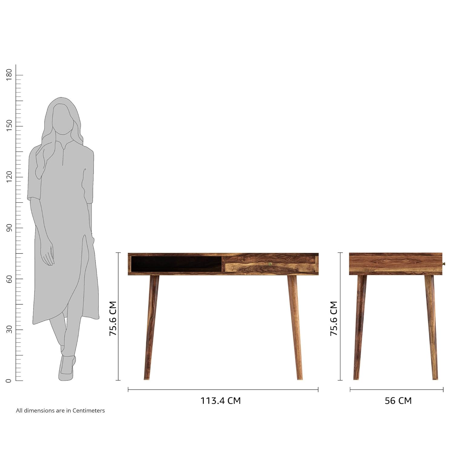 FURNIZY Ratoon Solid Sheesham Wood Desk