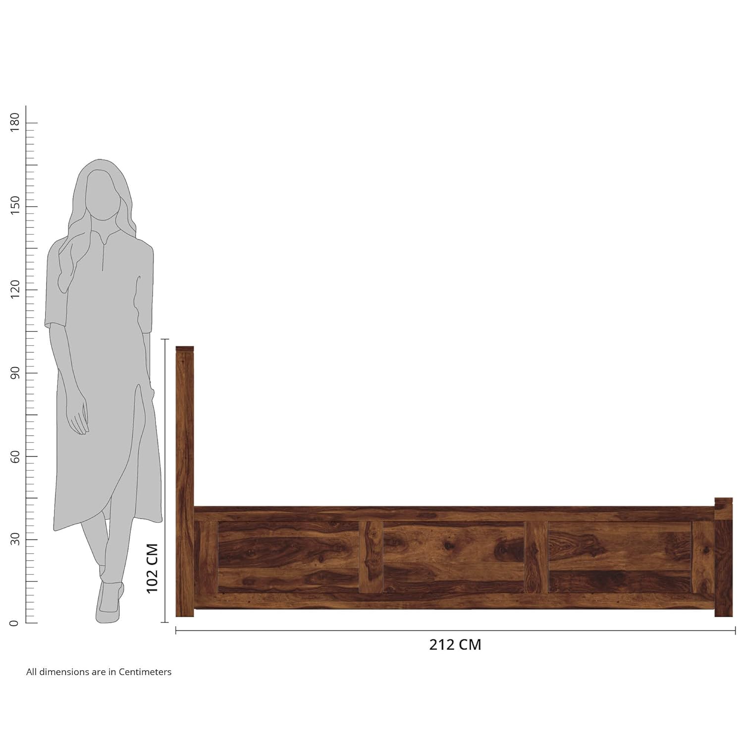 Qual King Size Solid Sheesham Wood Bed with Box Storage (Honey Finish)