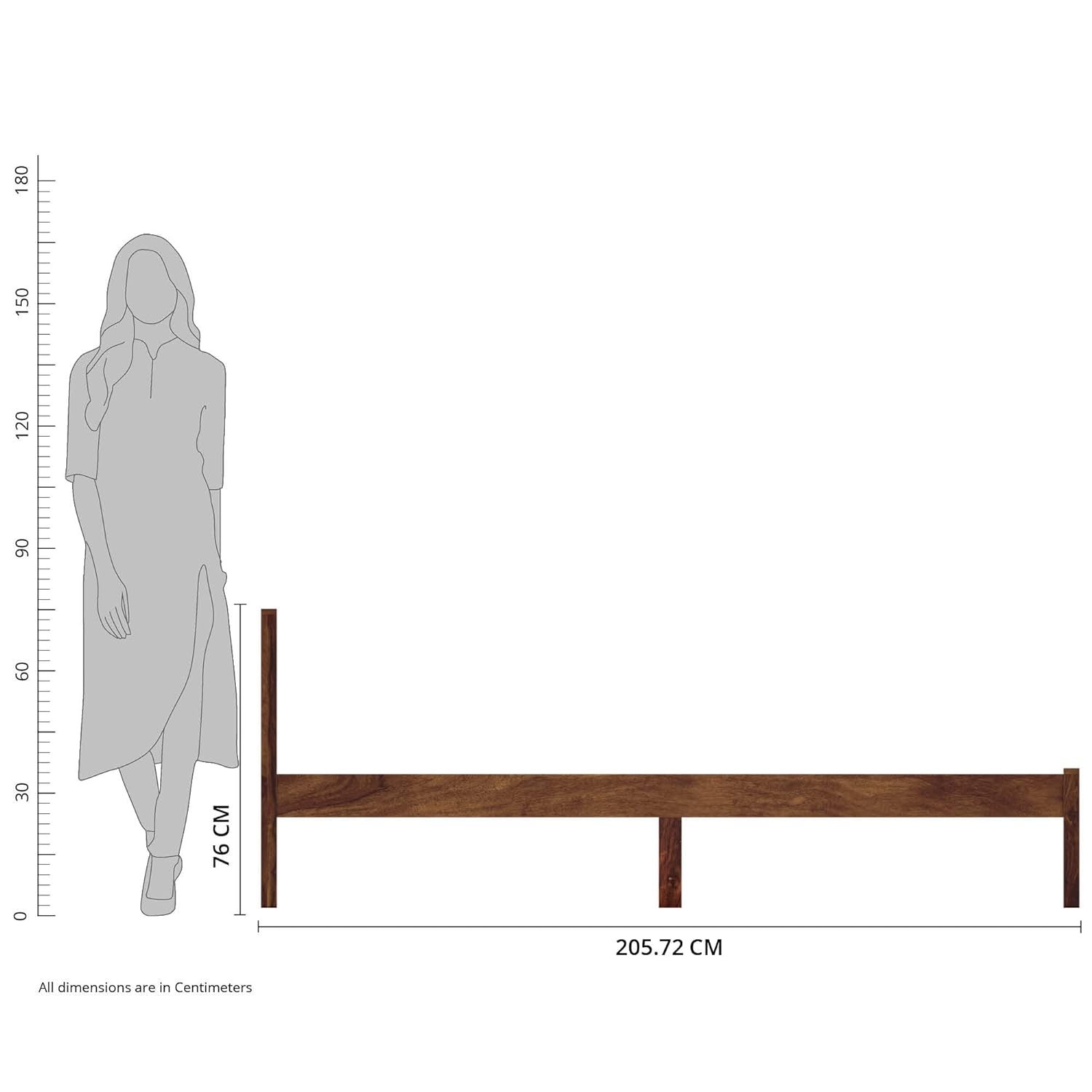 Cito Queen Size Solid Sheesham Wood Bed Without Storage