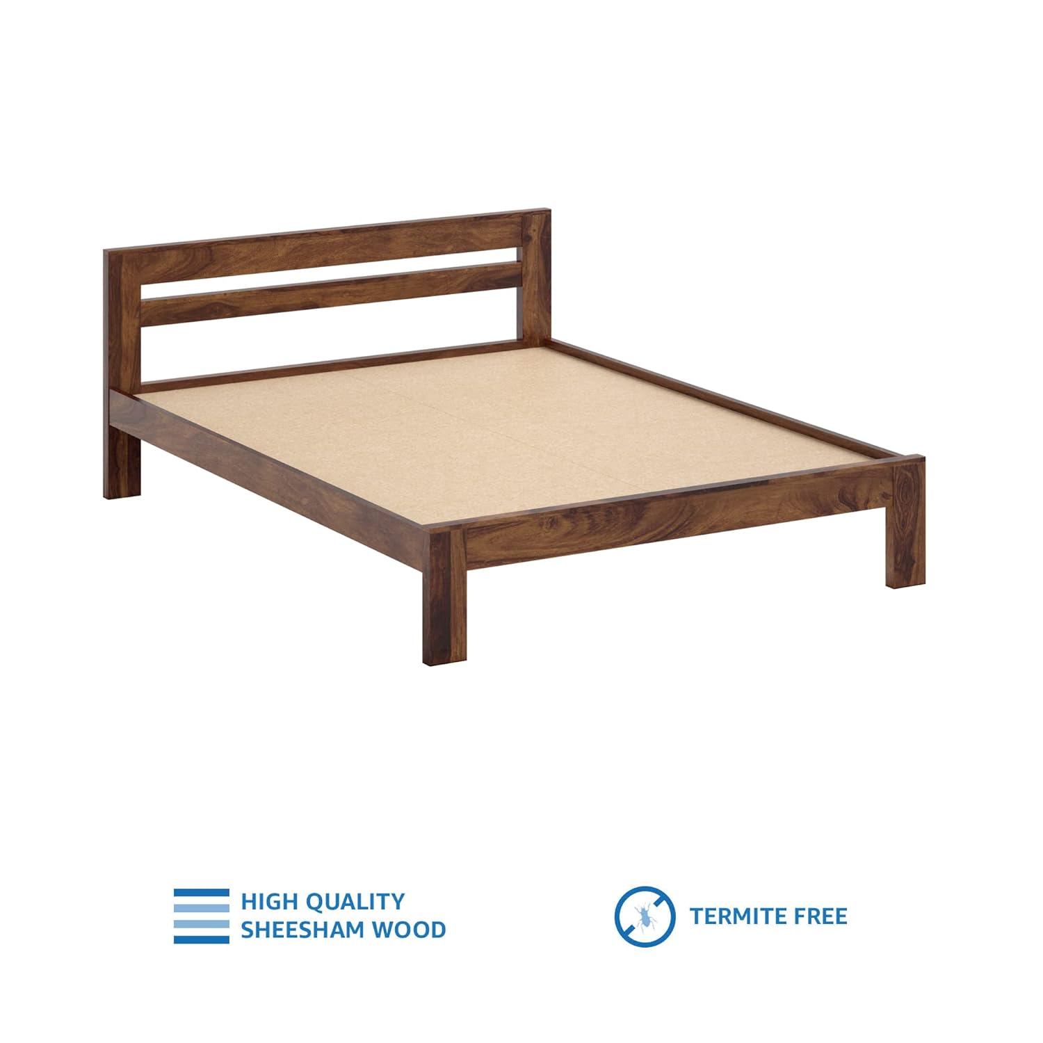 Cito Queen Size Solid Sheesham Wood Bed Without Storage