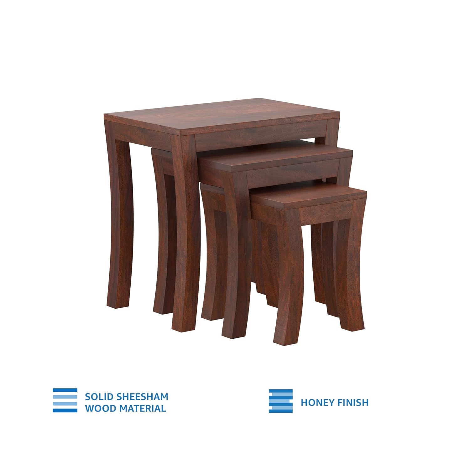 Solid Sheesham Wood Zempin Nesting Side Tables,Set of 3