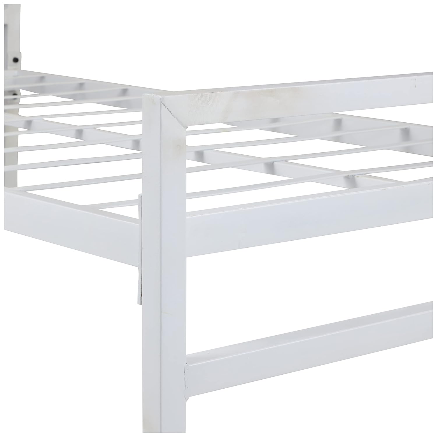 Neacon Single Size Iron Matte Finish Bed Without Storage (White)