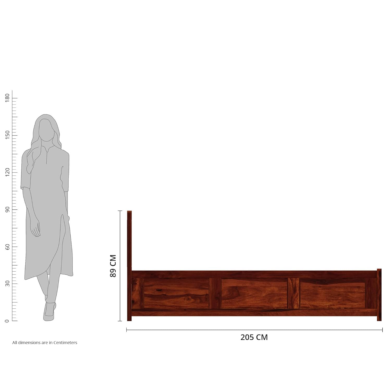 Solid Sheesham Wood King Bed with Storage