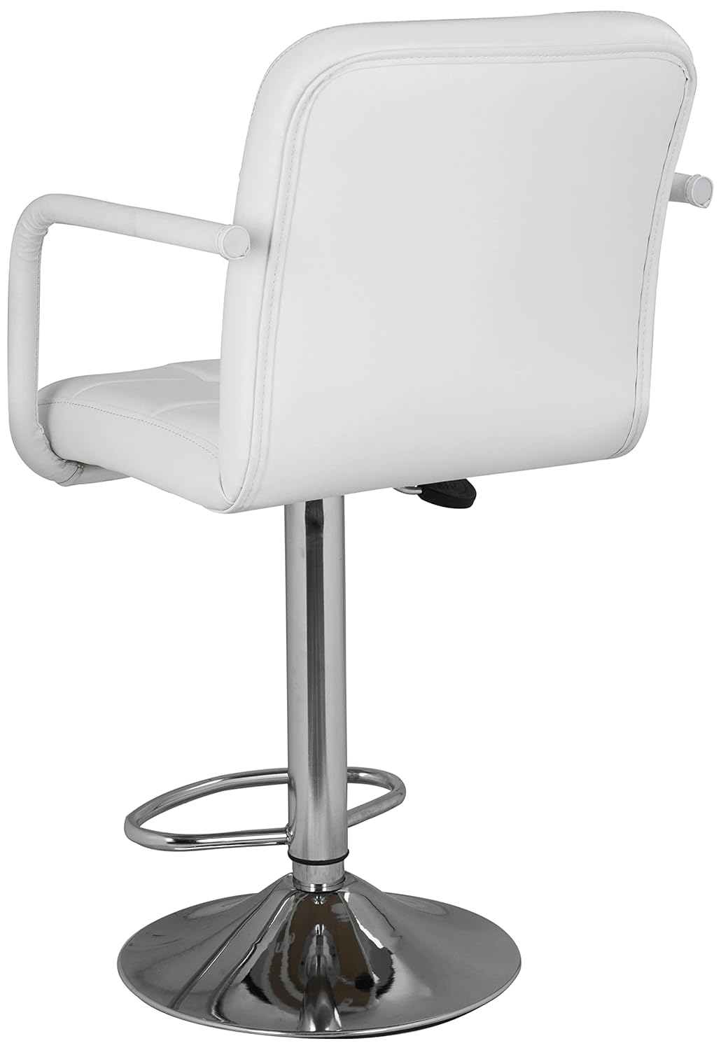 Cluver Adjustable Bar Stool (Iron, Leatherette, PU Foam & Plywood, White Colour, Chrome Finish)