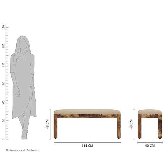 Margate Solid Sheesham Wood Bench with Cushion