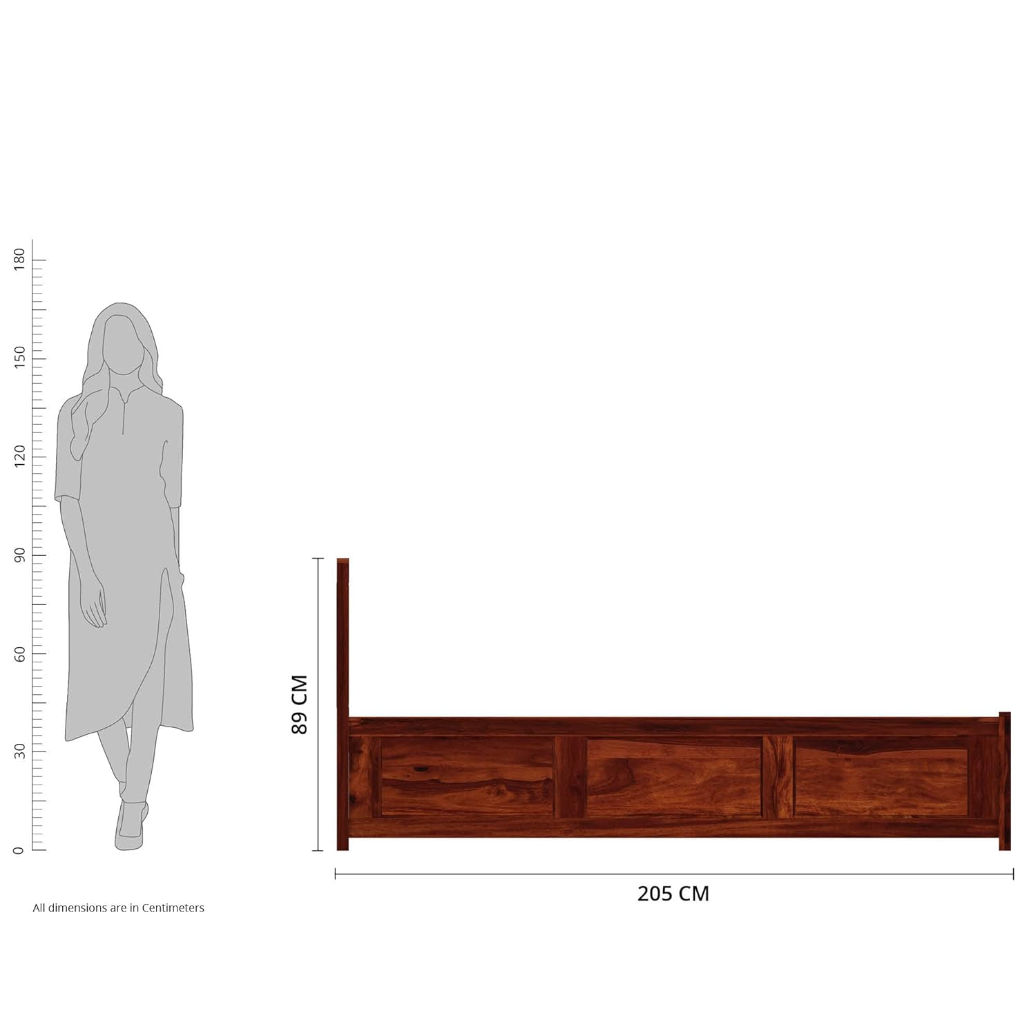 Solid Sheesham Wood King Bed with Storage