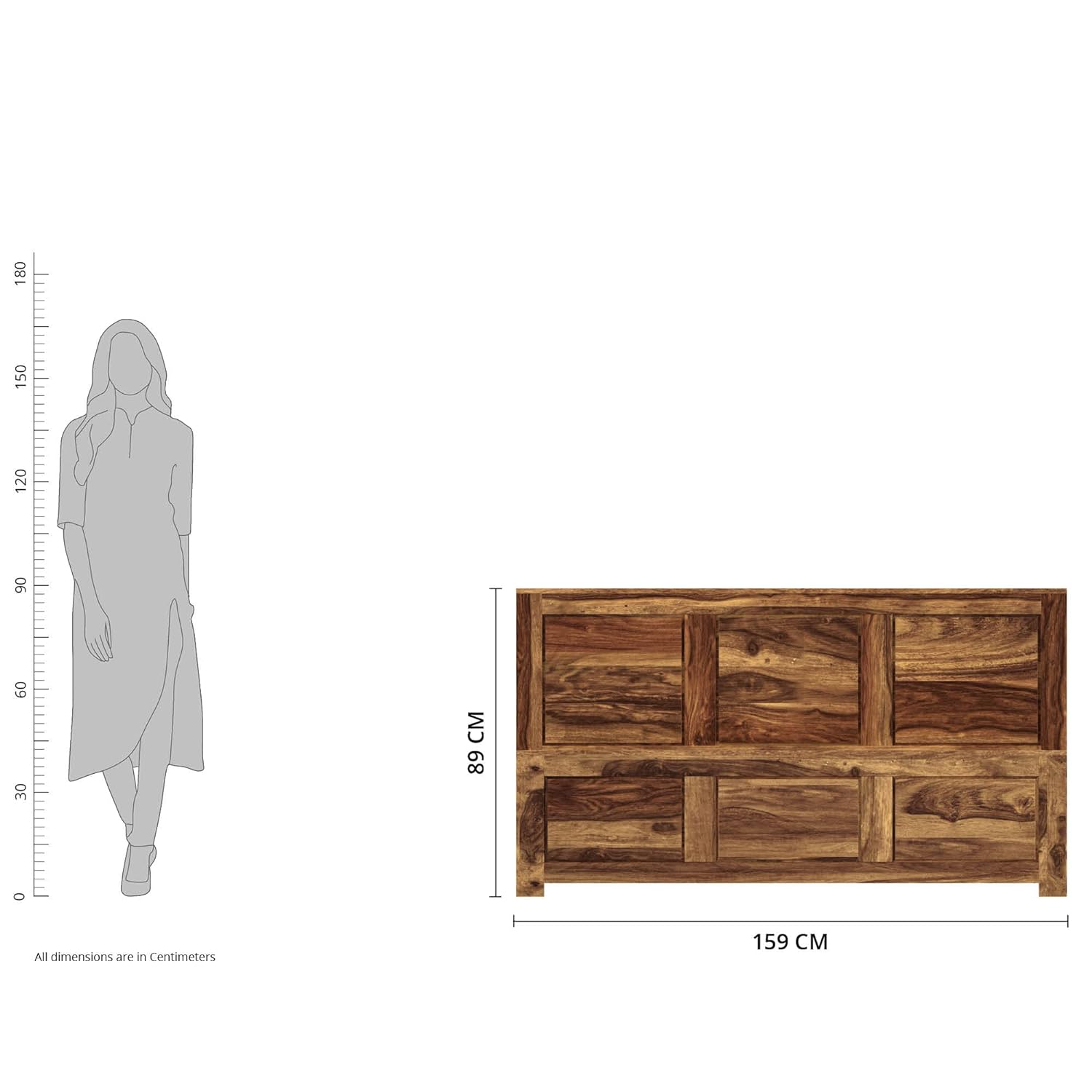 Solid Sheesham Wood King Bed with Storage