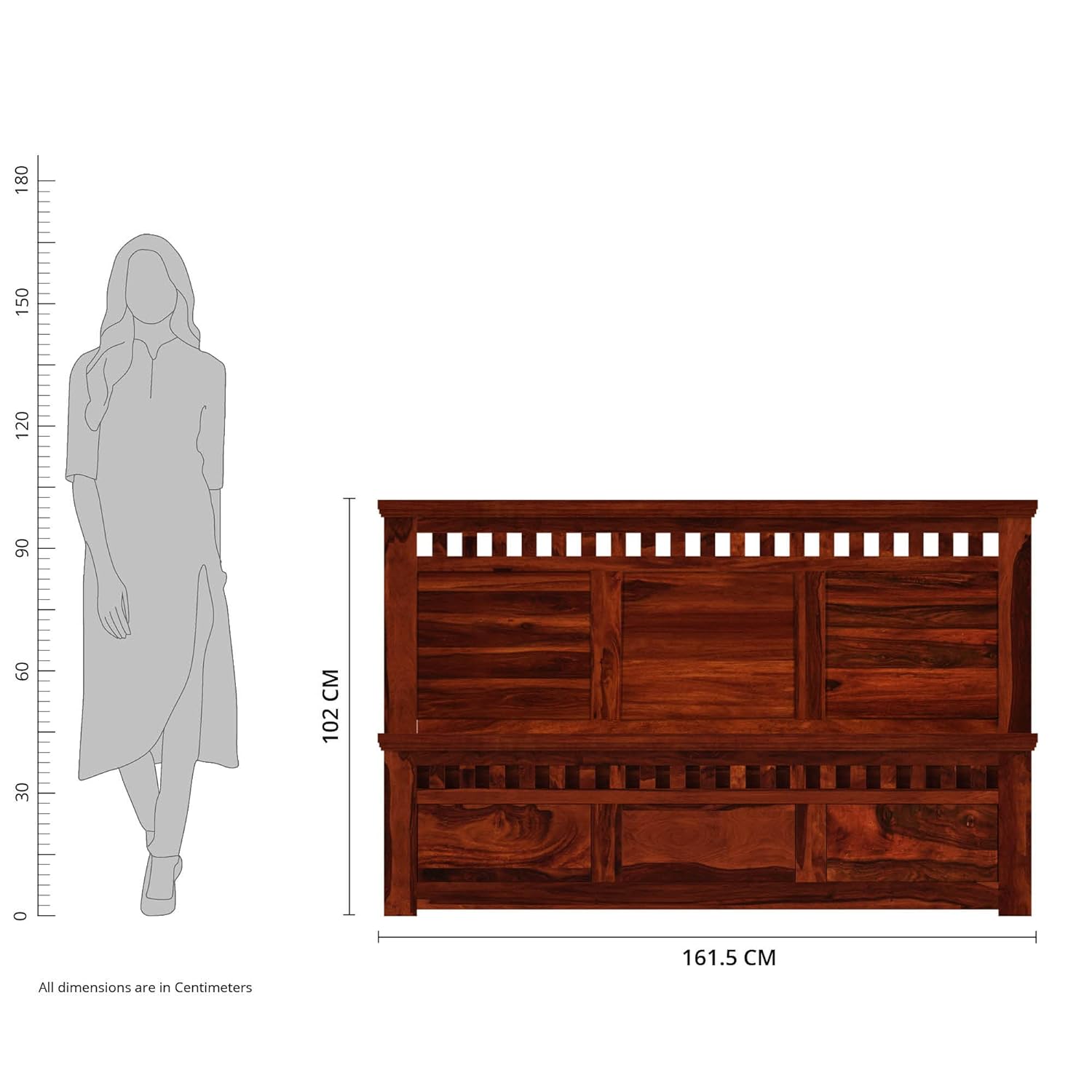 Solid Sheesham Wood Queen Size Kuber Bed with Box Storage