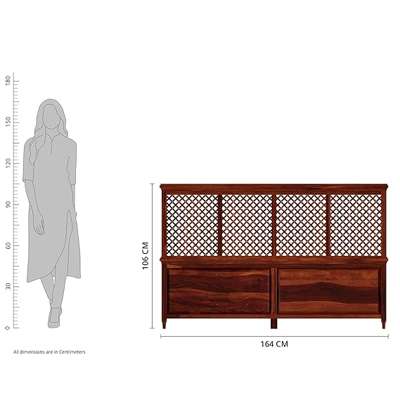 Traun Queen Size Solid Sheesham Wood Bed Without Storage (Honey Finish)