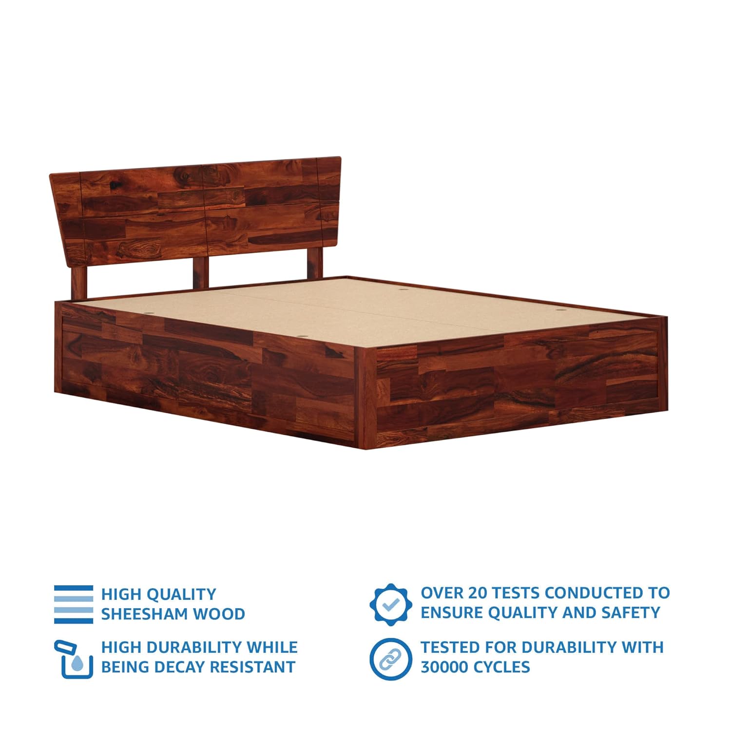 Solid Wood Queen Size Bed With Storage