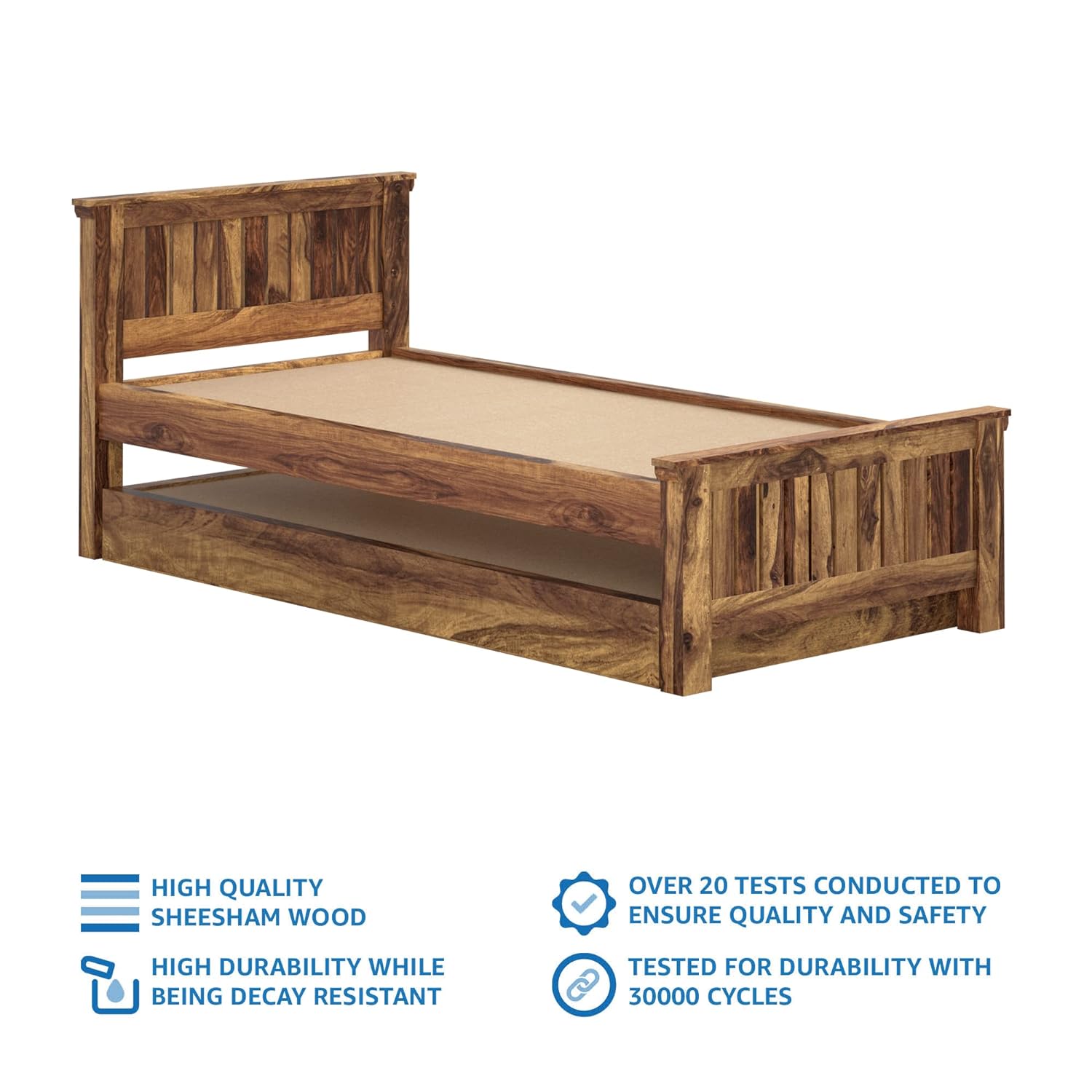 Sheesham Wood Lyan Solid Sheesham Wood Trundle Bed