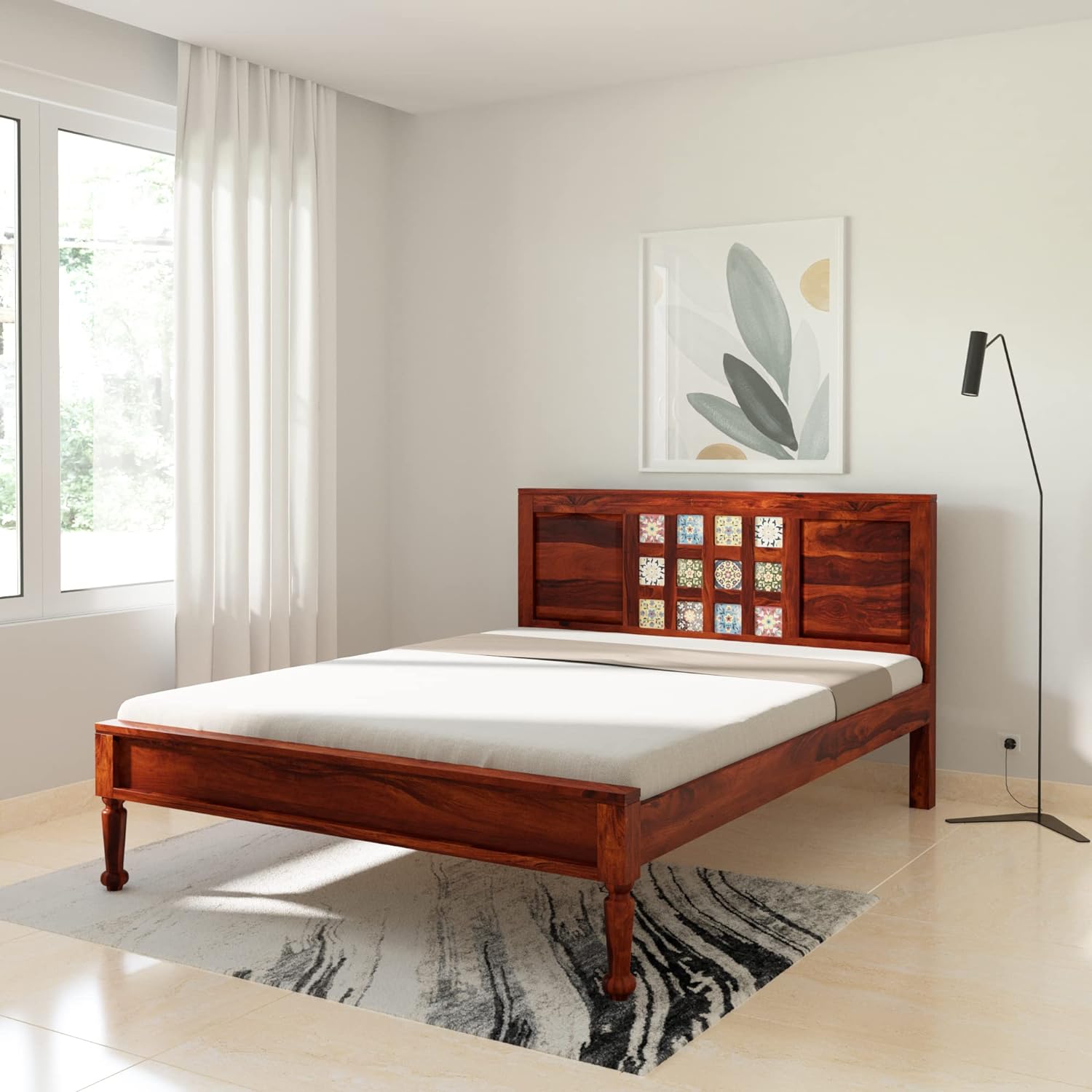 Verba King Size Solid Sheesham Wood Bed with Box Storage