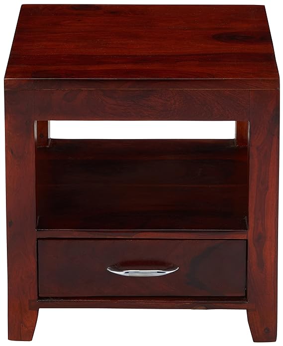 Anngin Solid Sheesham Wooden Bedside Table with 1 Drawer and Shelf