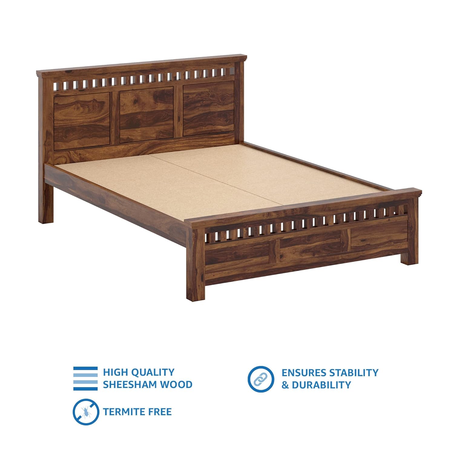 Solid Sheesham Wood Queen Size Kuber Bed with Box Storage