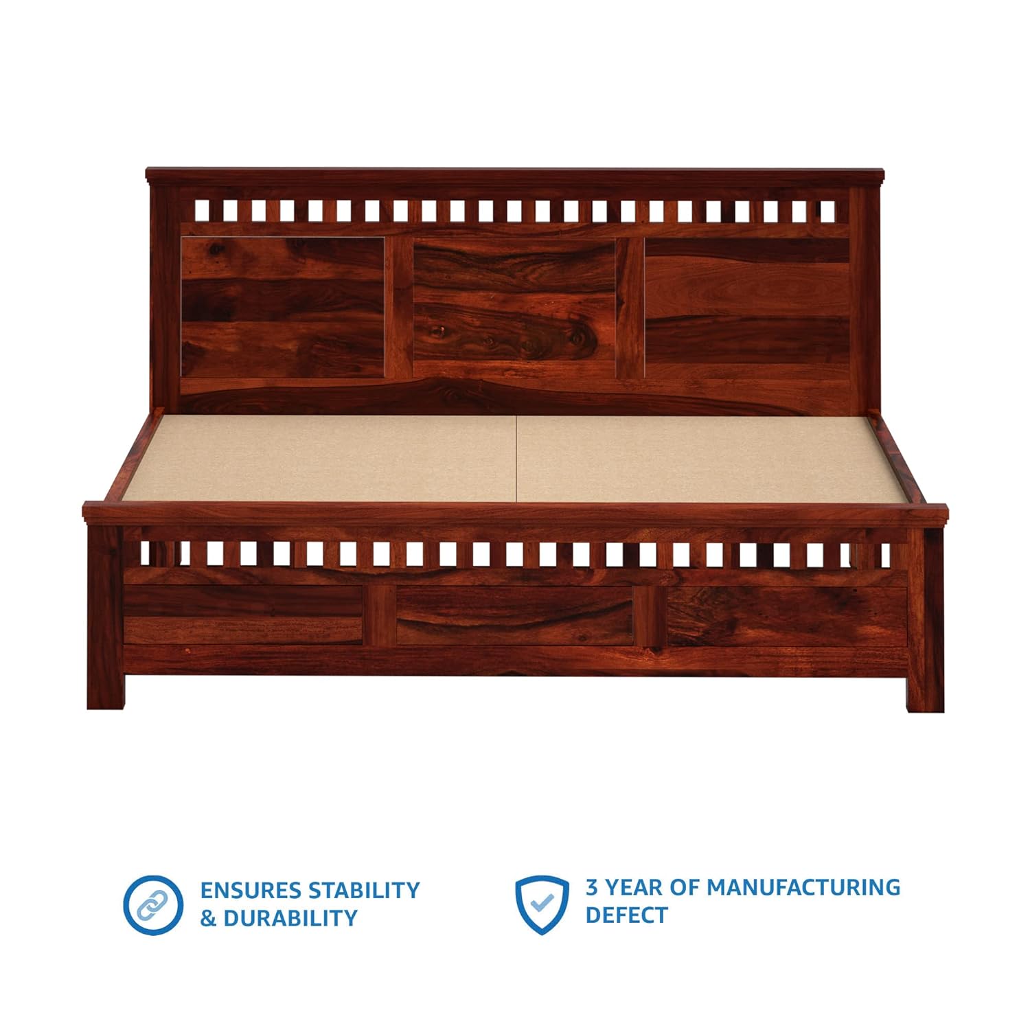 Solid Sheesham Wood Queen Size Kuber Bed with Box Storage