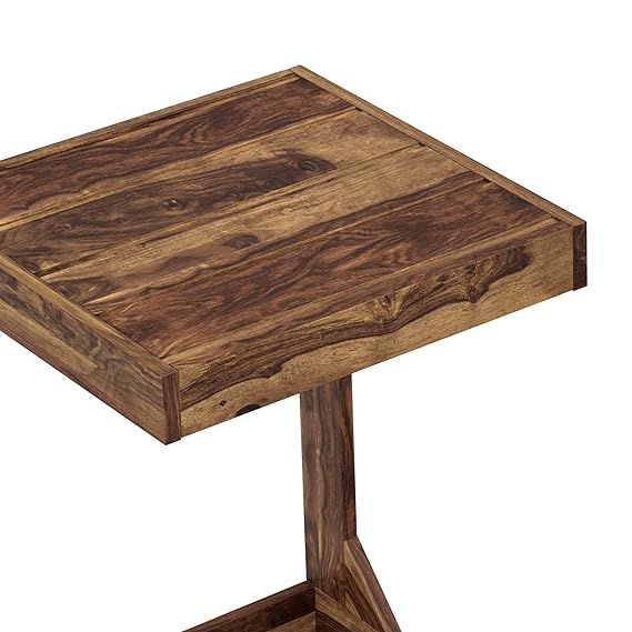 Durable C-Shaped Bedside Table Wooden