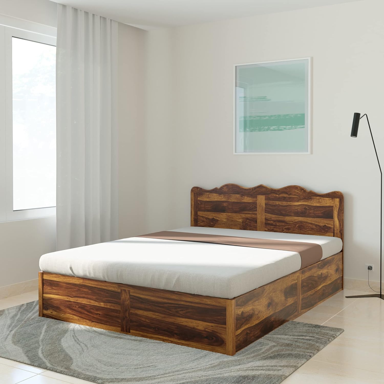 Solid Sheesham Wood King Size Bed Without Storage Without Headboard