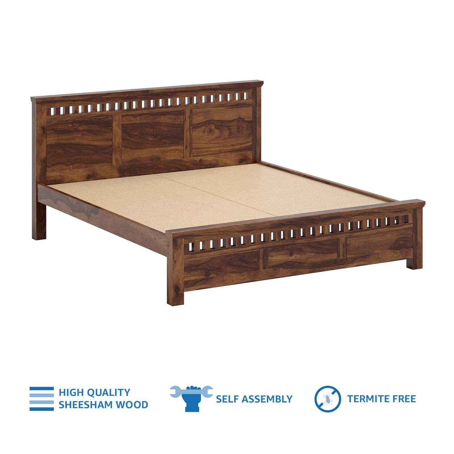 Solid Sheesham Wood Queen Size Kuber Bed with Box Storage