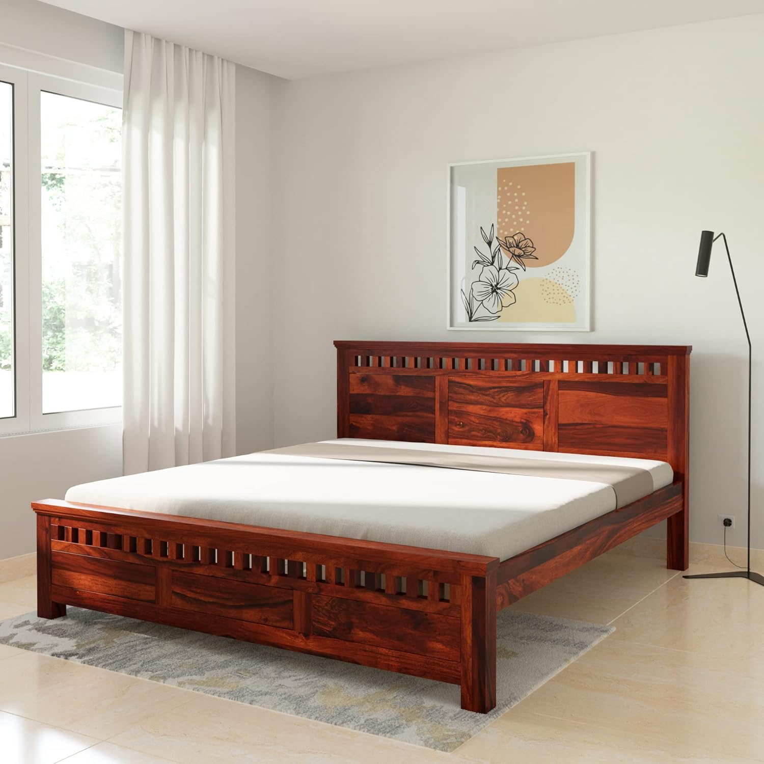 Solid Sheesham Wood Queen Size Kuber Bed with Box Storage