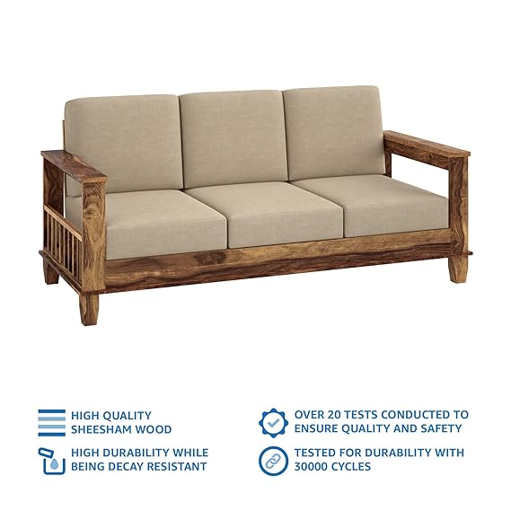 Houlton 3 Seater Solid Sheesham Wood Sofa