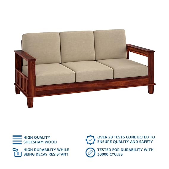 Houlton 3 Seater Solid Sheesham Wood Sofa