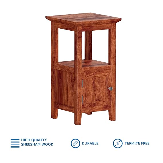 Sheesham Wood Kemfert Side Table with 1 Door Compartment